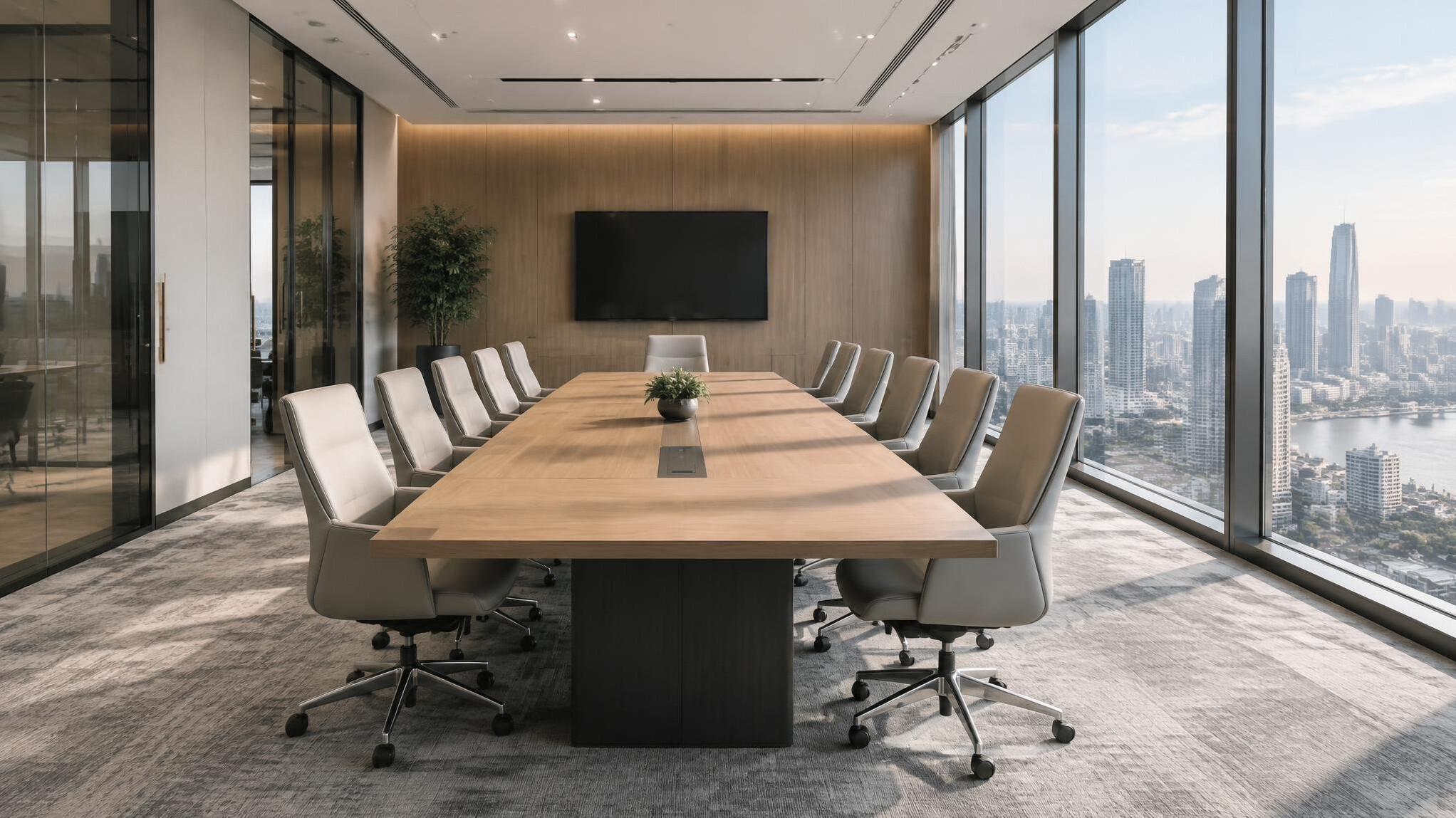 Modern office meeting room used for corporate consulting