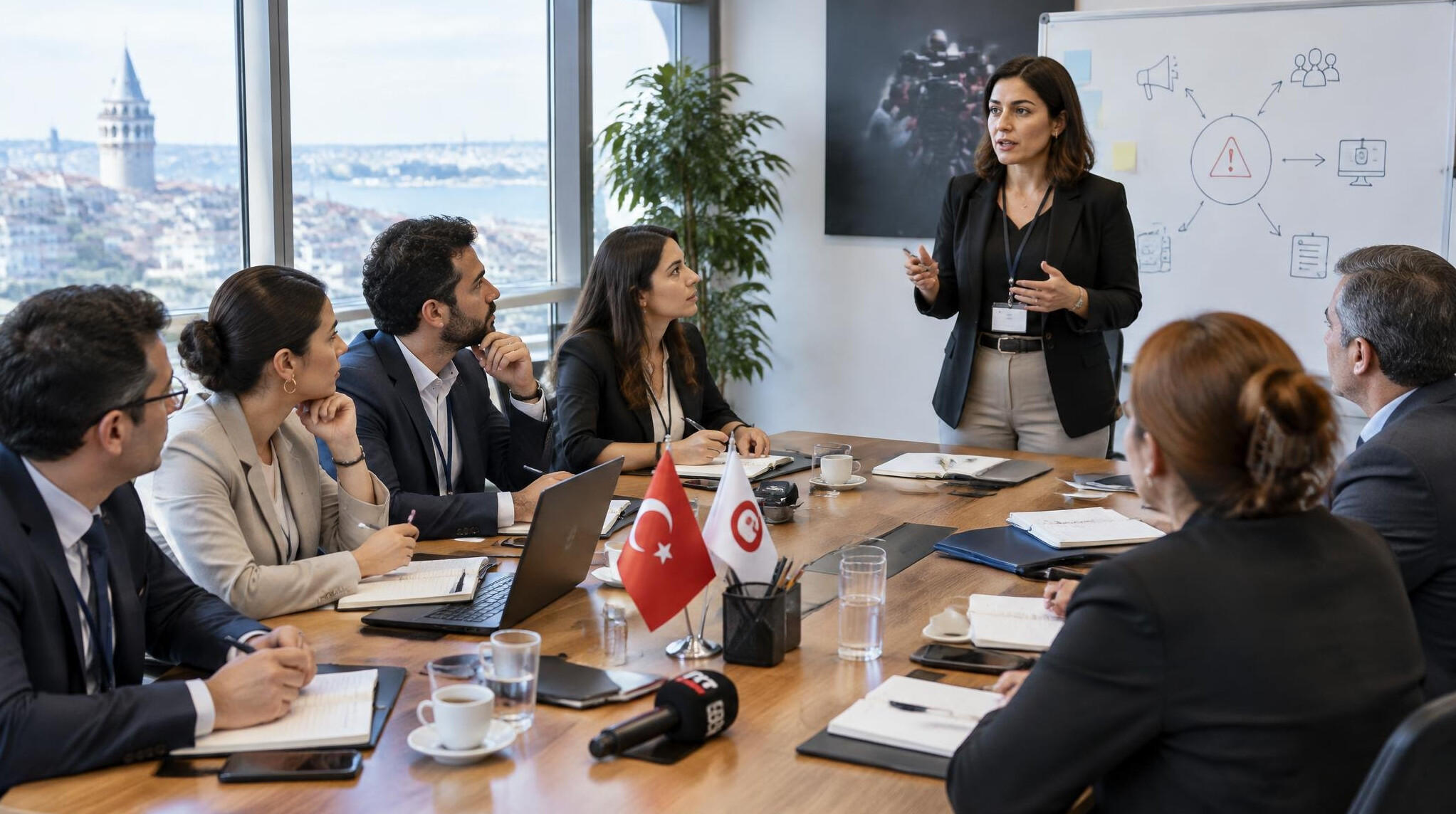 Group of professionals in a crisis communication training session